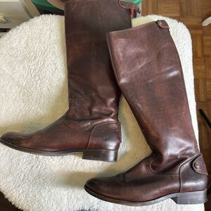 Frye Women’s Melissa Button Brown Leather Riding Boots 9